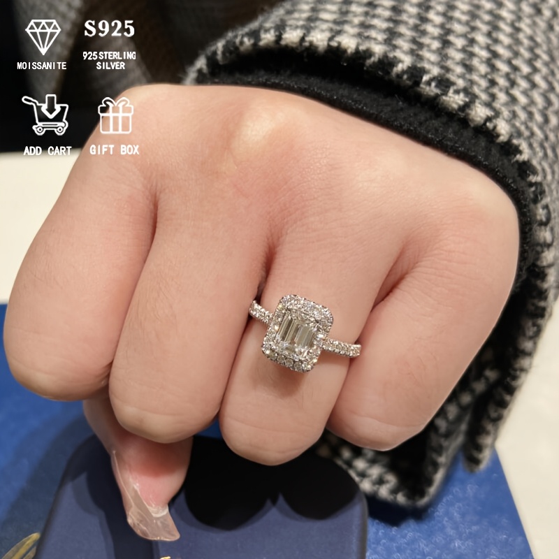 S925 Silver 2ct Cubic Ring for Women Proposal Engagement Wedding Ring